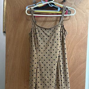 Women's size 12 One Piece Tan & Black Polka Dots Swimsuit Longitude